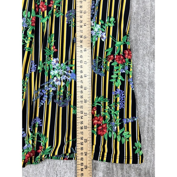 Liz McCoy Womens Blouse Medium Green Floral Stretch V-Neck 3/4 Sleeve - Picture 5 of 11